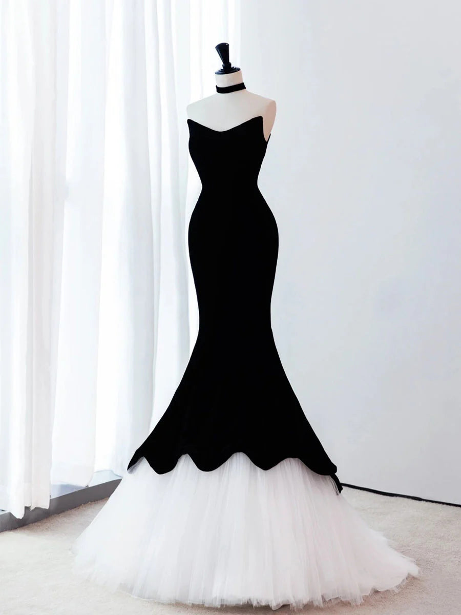 Wholesale Mermaid Velvet Black Long Prom Dress Black Long Formal Dress gowns evening dresses